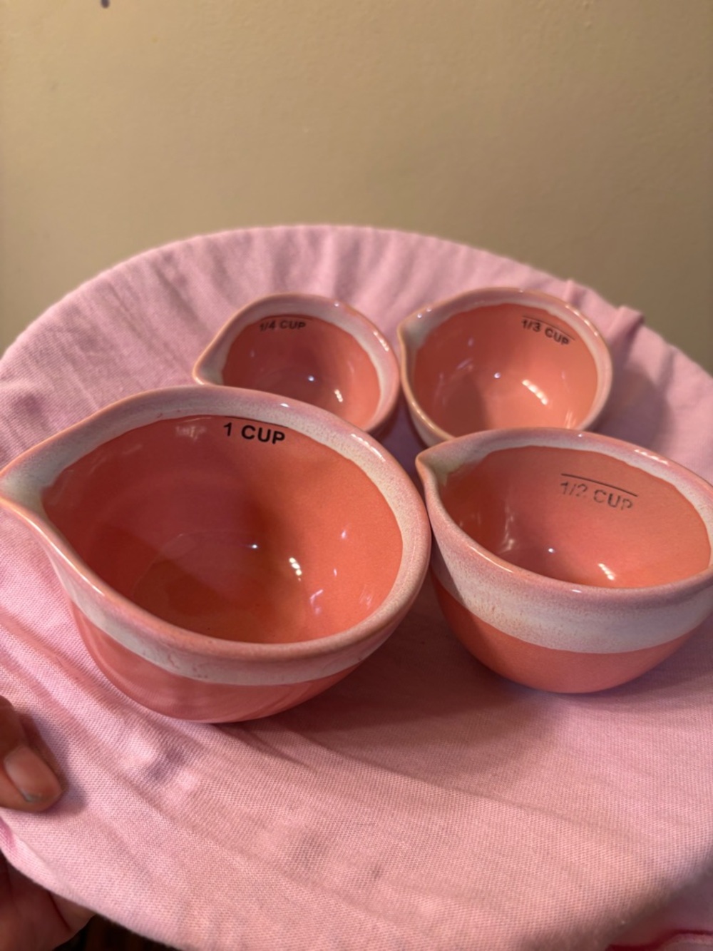 World Market Pink Ceramic Measuring Cup Set - 4 Piece
